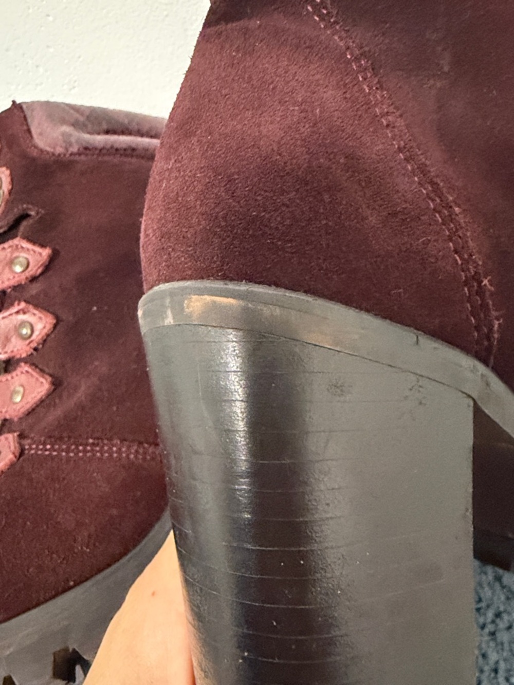 Harley-Davidson Women's Burgundy Suede Lace-Up Heeled Boots - Picture 8 of 14